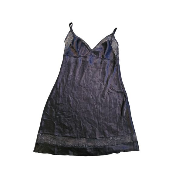 Victoria Secret Smokey Gray Satin Slip Dress Lace Trim Detail Sleepwear Sz Small - Picture 1 of 5